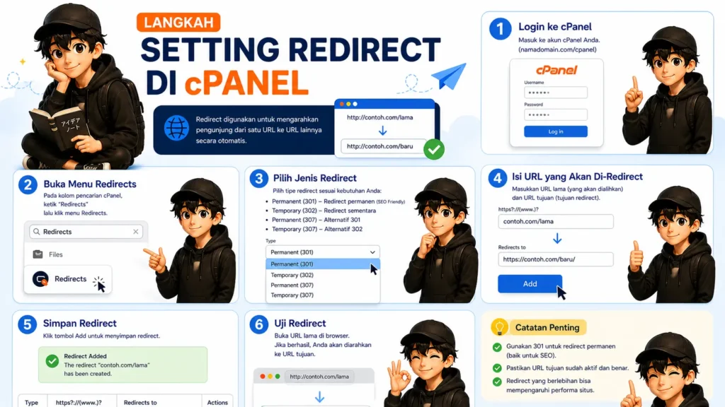 Langkah Setting Redirect di cPanel